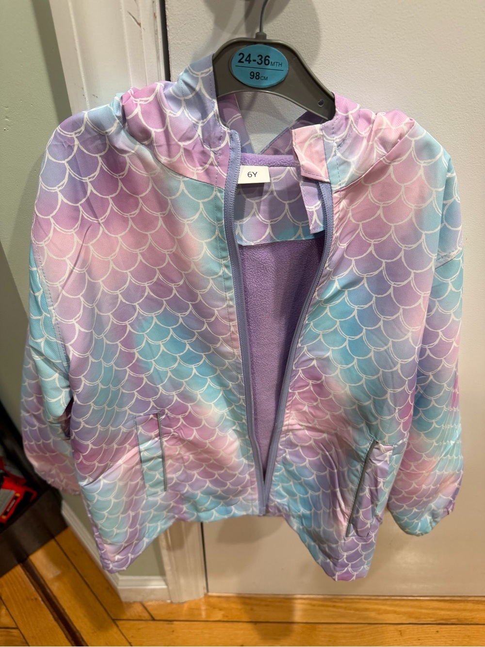 Girls Pastel Mermaid Scale Hooded Jacket